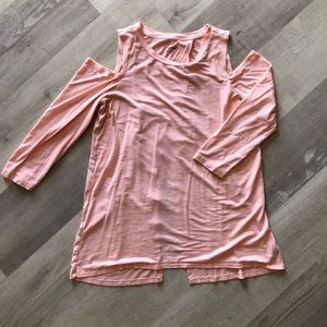 aerie cold shoulder drape open back shirt 3/4 Sleeve